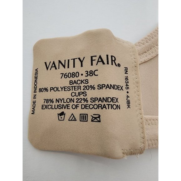 Vanity Fair Womens Beige Sport Wirefree Underwire Bra Sz 38C Style 16345 - Picture 6 of 7
